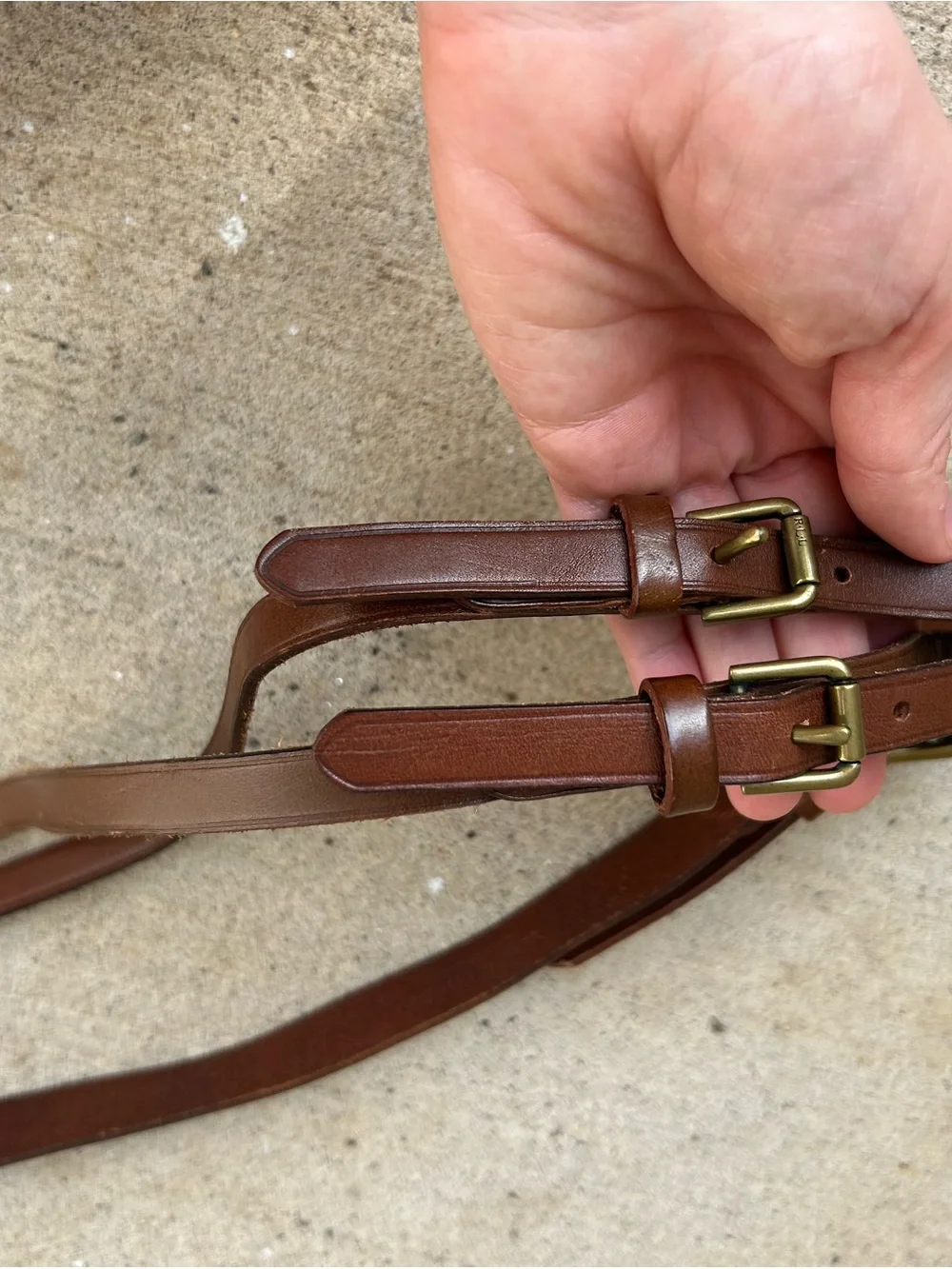 Vintage Lauren Ralph Lauren Equestrian Style Brown Leather Belt with Gold Buckle
